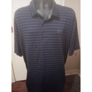 Under Armour THE PLAYOFF POLO Short Sleeve Polo Golf Shirt Mens 2XL Blue Striped